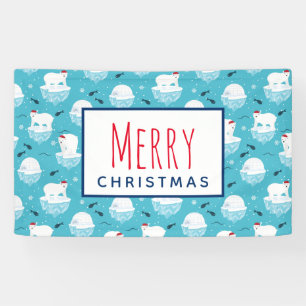 Banderoles Ours polaires mignons à Santa Hats Motif de Noël