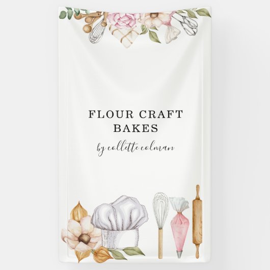 Banderoles Outils de cuisson à l'aquarelle du chef pâtissier  (Vertical)