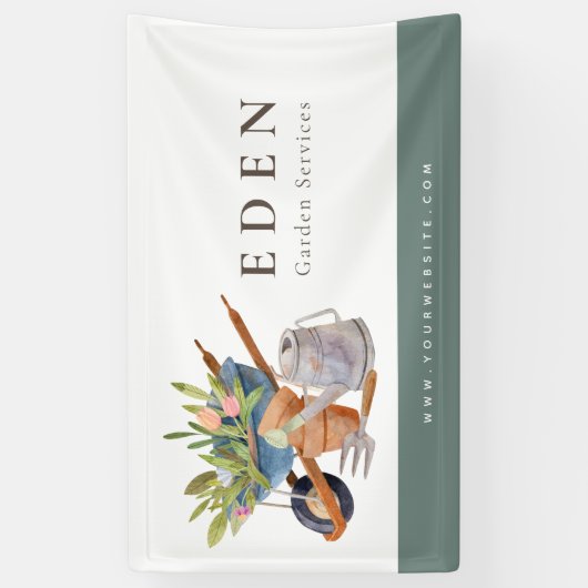 Banderoles Outils de jardinage Watercolor Garden Business (Vertical)