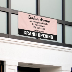 Banderoles Ouverture Salon Nouveau Rendez-vous Clients Rose