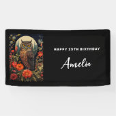 Banderoles Owl at Night with a Full Moon Birthday (Horizontal)