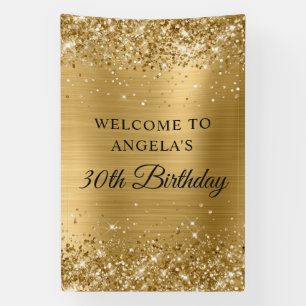 Banderoles Pailleté Or Feuille 30e Anniversaire Vertical