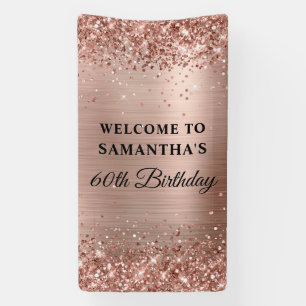 Banderoles Pailleté Rose Gold Foil 60e Anniversaire Vertical