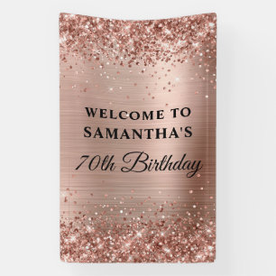 Banderoles Pailleté Rose Gold Foil 70e Anniversaire Vertical