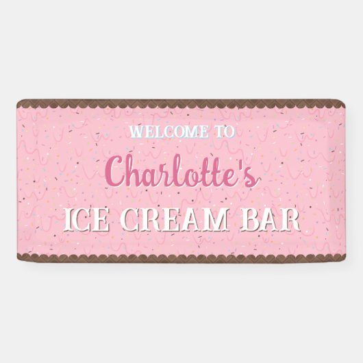 Banderoles Paillettes et glace rose  (Horizontal)