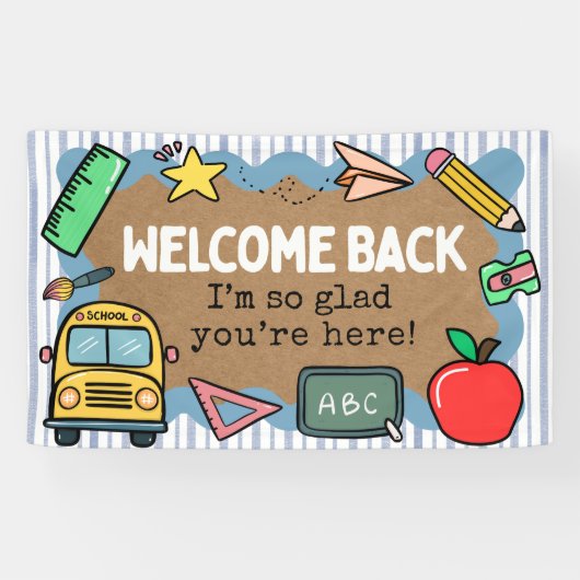 Banderoles Painted Banner Look Back to School Welcome Sighs (Horizontal)