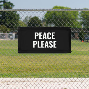 Banderoles Paix s'il vous plaît en noir et blanc texte anti-g