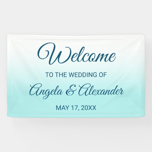 Banderoles Pale Turquoise et Blanc Ombre Mariage (Horizontal)
