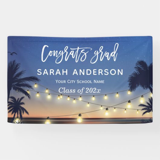 Banderoles Palm Beach String Lights Congrats Graduation Party (Horizontal)