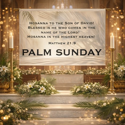 Banderoles Palm Sunday Scripture with Soft Palm Shadows