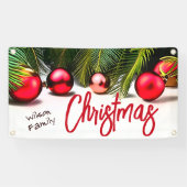 Banderoles Palmier de Noël Tropical Red Green Nom de famille (Horizontal)