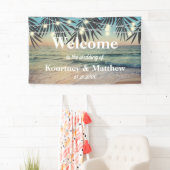 Banderoles Palmier Tropical Personnalisé Mariage Plage String (En situation)