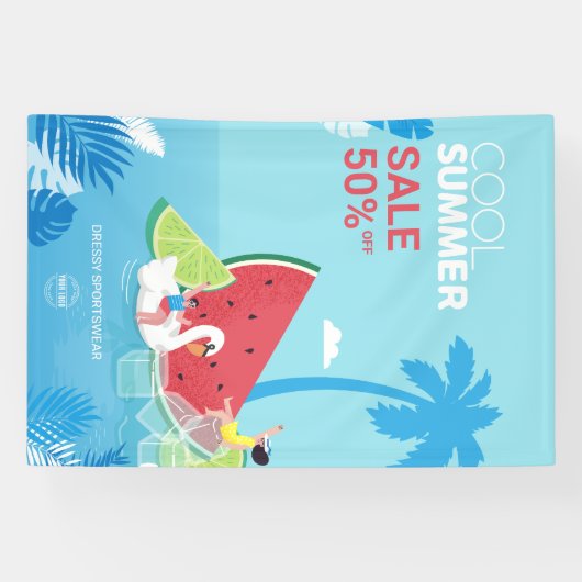 Banderoles PalmTree personnalisé Fin de saison Vente d'annonc (Horizontal)