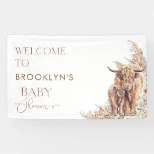 Banderoles Pampas Boho Cow Calf Baby shower Bienvenue Bannièr