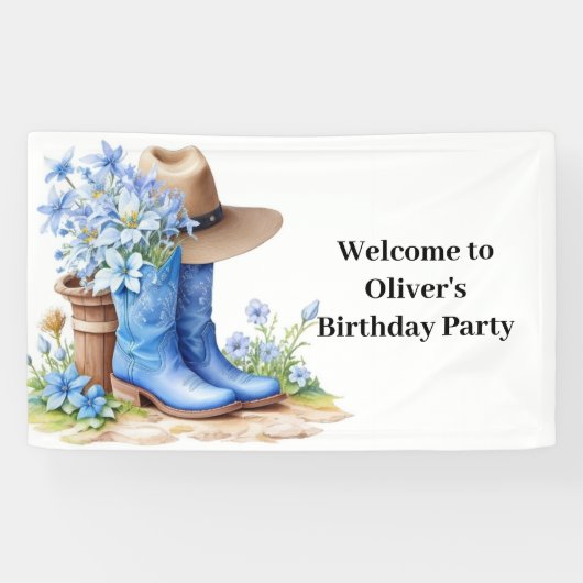Banderoles Pampas Bottes de basse et de cowboy Anniversaire (Horizontal)