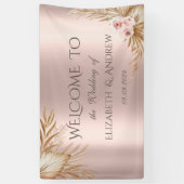 Banderoles Pampas Grass Luxe Rose Mariage Or (Vertical)