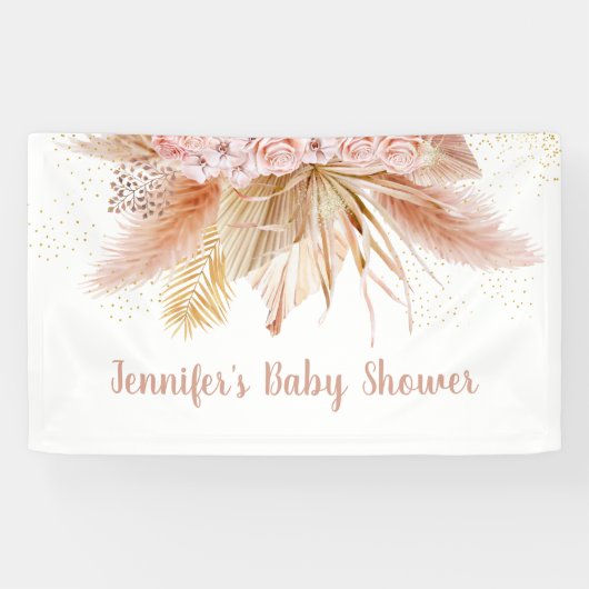 Banderoles Pampas Grass rose or Baby shower Floral (Horizontal)