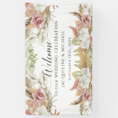 Banderoles Pampas Vert Blush rose Plage Floral Mariage (Vertical)