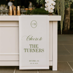 Banderoles Pancarte de bar vert olive 'Cheers' pour mariage B