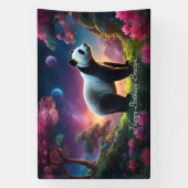 Banderoles Panda dans un jardin fantastique (Verticale)