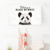 Banderoles Panda Funky Moderne Noir Et Blanc Avec Citation (En situation)