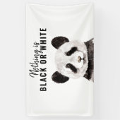 Banderoles Panda Funky Moderne Noir Et Blanc Avec Citation (Vertical)