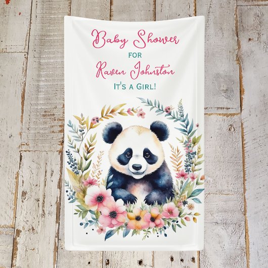 Banderoles Panda Ours en Fleurs Baby shower de fille