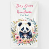 Banderoles Panda Ours en Fleurs Baby shower de fille (Vertical)
