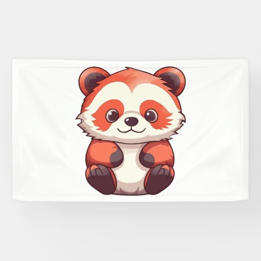 Banderoles Panda rouge mignonne (Horizontal)