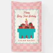 Banderoles Panier de chèques fraises 1er anniversaire (Vertical)