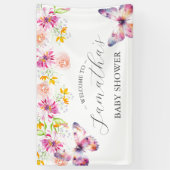 Banderoles Panneau Baby shower Papillons et berceuses (Vertical)