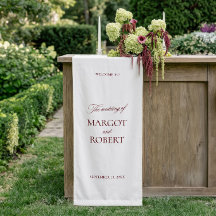 Panneau de Bienvenue de Mariage Blanc & Bourgogne