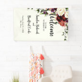 Banderoles Panneau de bienvenue de mariage floral automnal mo (En situation)