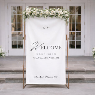 Banderoles Panneau de bienvenue de mariage minimal avec polic
