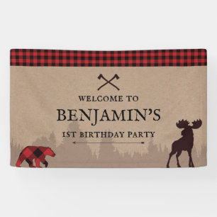 Banderoles Panneau de bienvenue pour anniversaire bûcheron à