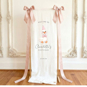 Banderoles Panneau de bienvenue pour bébé en rose - Joyeux an