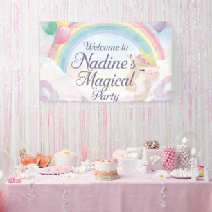 Banderoles Panneau de bienvenue pour un anniversaire licorne