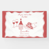 Banderoles Panneau de Fête de Fiançailles Vin Pizza Italienne (Horizontal)