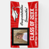Banderoles Panneau de graduation photo couleur blanc rouge (Vertical)