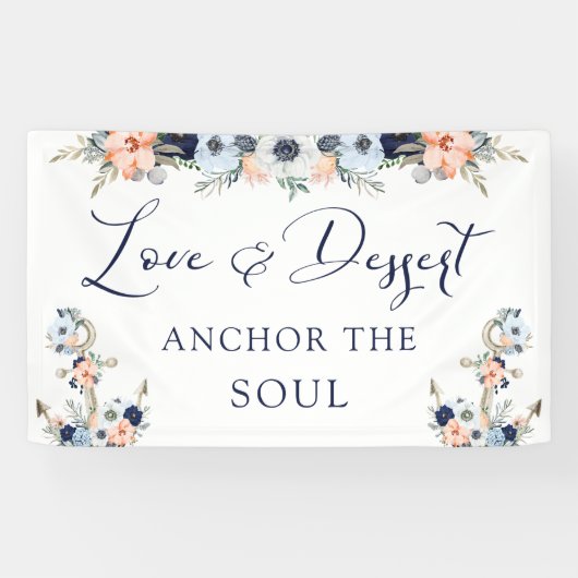 Banderoles Panneau de la table de dessert Mariage marin (Horizontal)