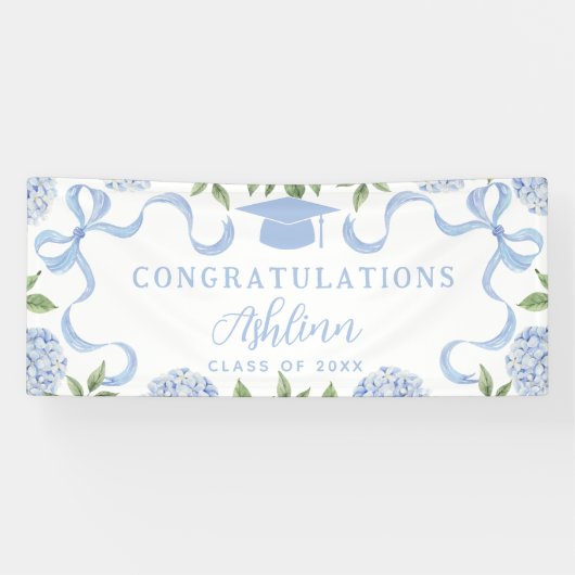 Banderoles Panneau de remise de diplômes, Hydrangea Bleu, Bla (Horizontal)