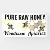 Banderoles Panneau du marché du miel Bee Honeypeb Pure Raw Ho (Horizontal)