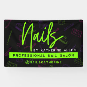 Banderoles Panneau du salon Neon Green Nails