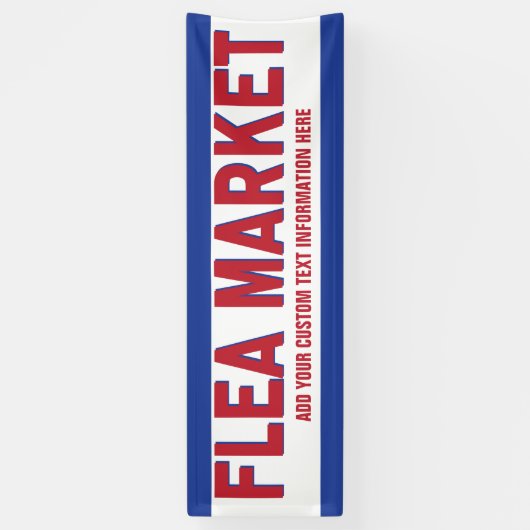 Banderoles Panneau Marché Flea rouge et bleu avec texte perso (Vertical)