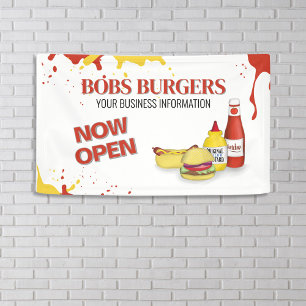 Banderoles Panneau Restaurant Business Open Hamburger