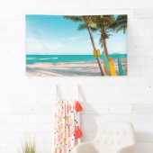 Banderoles Panneaux de surf sur la plage lancer oreiller (En situation)