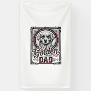 Banderoles Papa Golden Retriever Dessin de gravure vintage_1