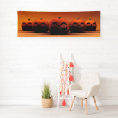 Banderoles Papier peint Modèle Citrouille Jack-o-Lantern (En situation)