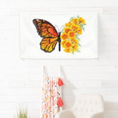 Banderoles Papillon à fleurs avec Poppy de Californie jaune (En situation)