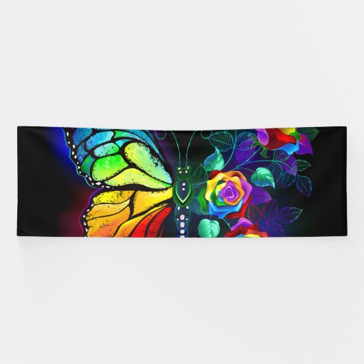 Banderoles Papillon arc-en-ciel (Horizontal)